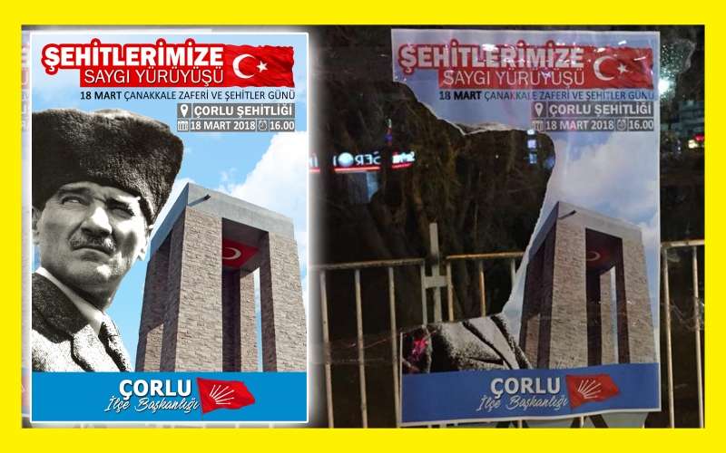 Atatürk'ün Fotoğrafının Olduğu Afişlere Çirkin Saldırı